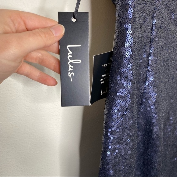 Lulus Shine Time Navy Blue Sequin Dress - Picture 6 of 9